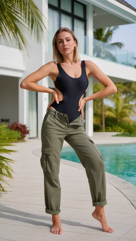 Swimsuit + Cargo Pants