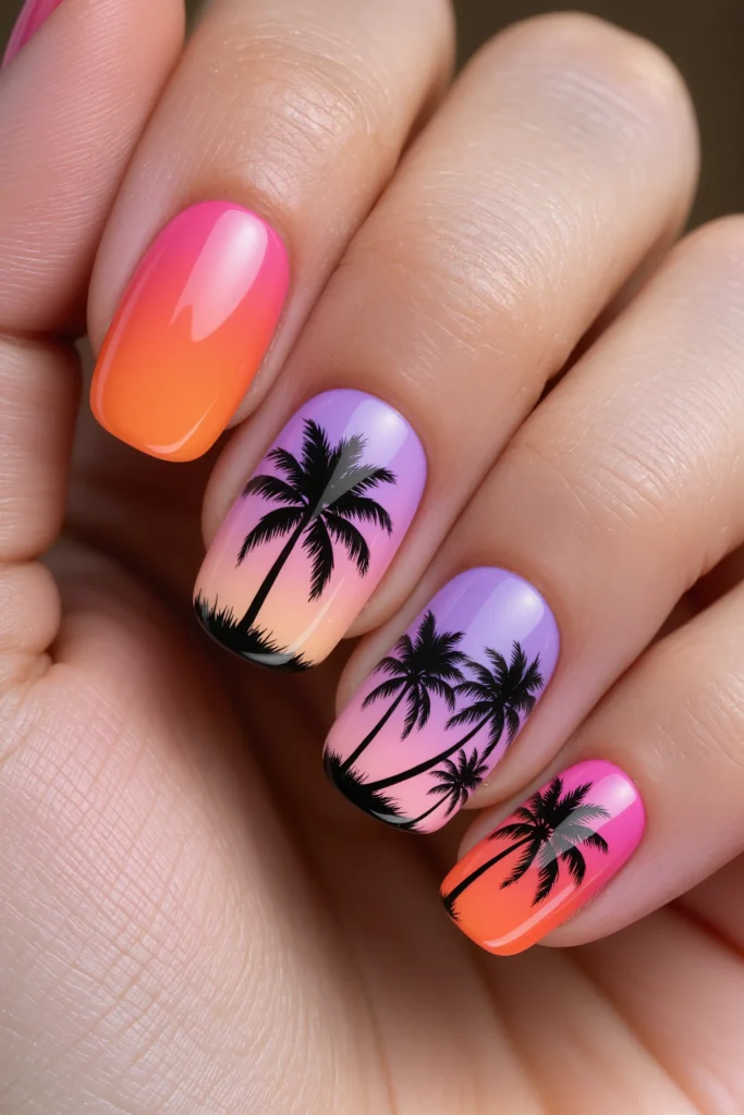 Tropical Palm Nails