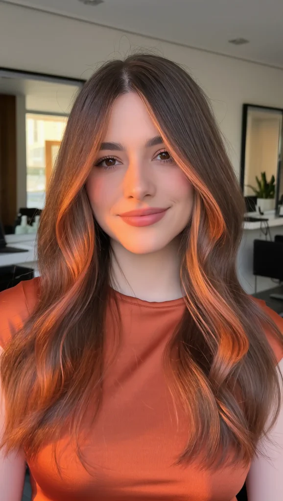 Brunette with Copper Highlights