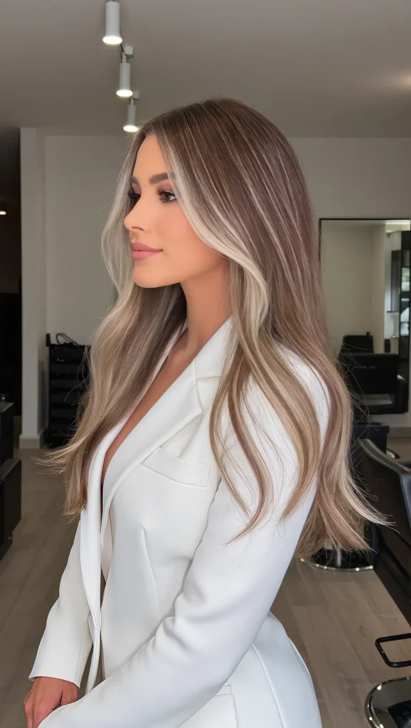 Brunette with Platinum Highlights