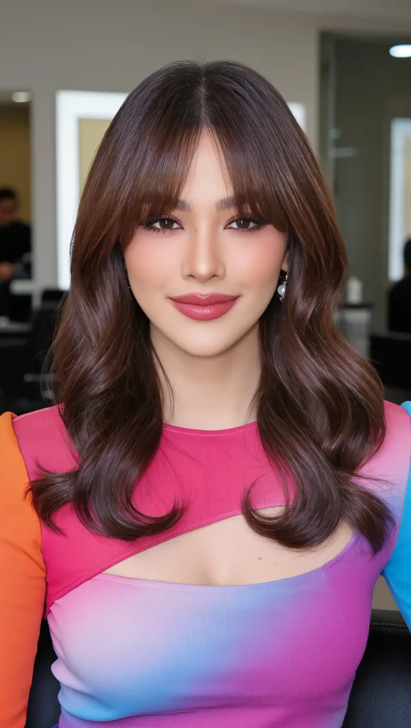 24 Summer Vacation Haircuts 2026 That Are Totally Travel-Ready 7 Curtain Bangs with Medium Layers