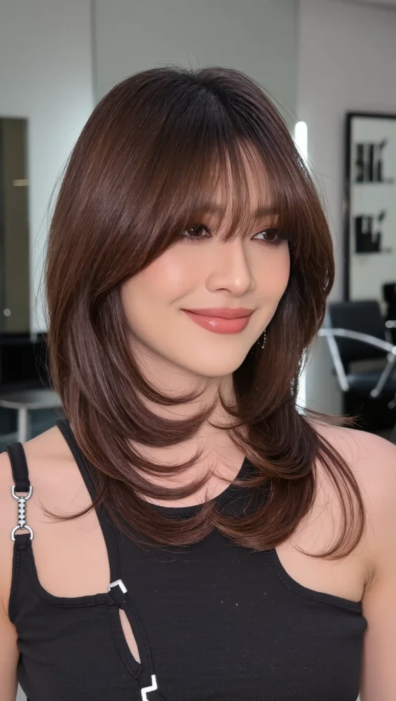 25 Summer Haircuts for Heart Face Shape 2026 That Are Seriously Flattering 23 Layered Bob with Curtain Bangs