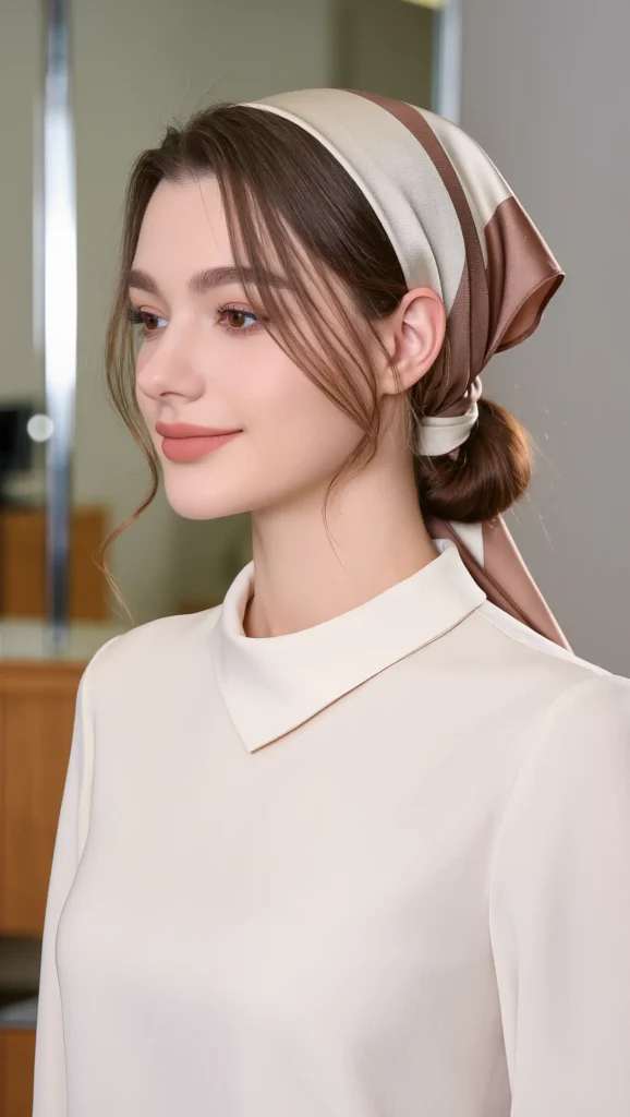 25 Bandana Summer Hairstyles for 2026 That Are Cute, Easy & Trendy 13 Low Bun With Silk Bandana