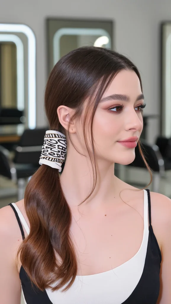 25 Bandana Summer Hairstyles for 2026 That Are Cute, Easy & Trendy 4 Low Ponytail With a Knotted Bandana
