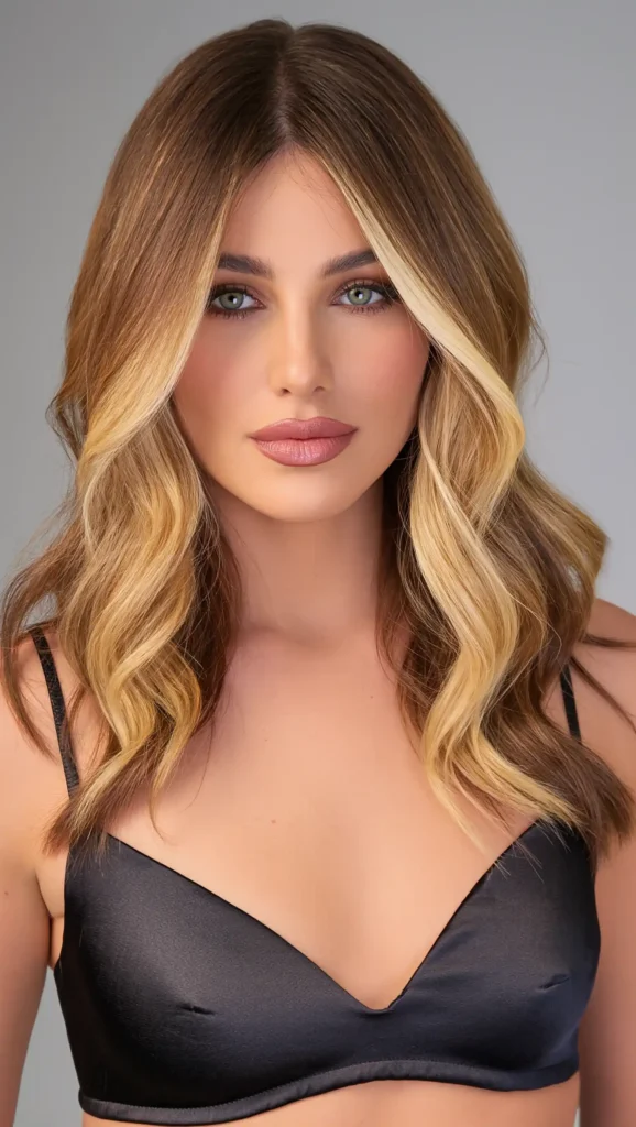 Medium Hair with Money Piece Highlights