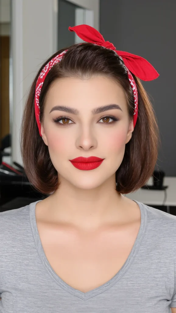 25 Bandana Summer Hairstyles for 2026 That Are Cute, Easy & Trendy 15 Short Hair Bandana Wrap