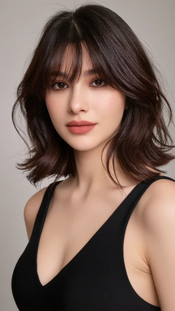 24 Summer Curtain Bangs Haircuts for 2026 That Are Soft, Stylish & Totally Trending 15 Shoulder-Length Waves with Curtain Bangs