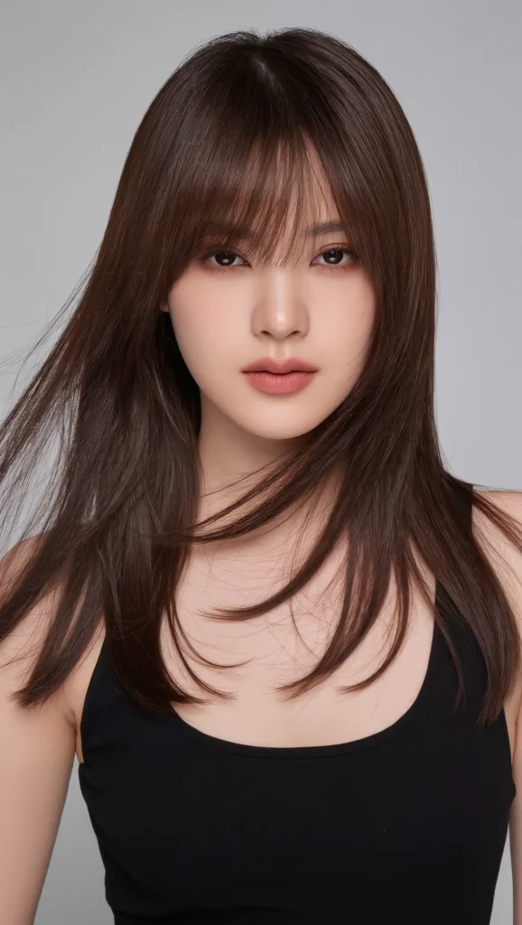 24 Summer Curtain Bangs Haircuts for 2026 That Are Soft, Stylish & Totally Trending 8 Sleek Straight Hair with Curtain Bangs