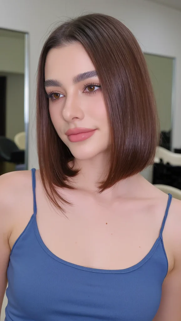 25 Summer Haircuts for Heart Face Shape 2026 That Are Seriously Flattering 19 Sleek Straight Lob