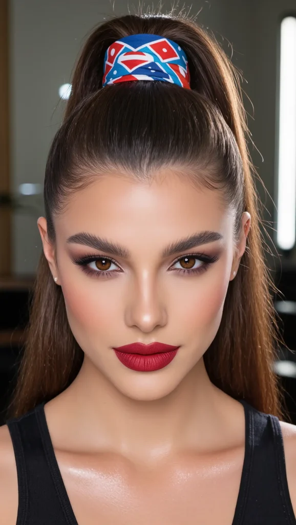 25 Bandana Summer Hairstyles for 2026 That Are Cute, Easy & Trendy 9 Slicked-Back Ponytail With Bandana Tie
