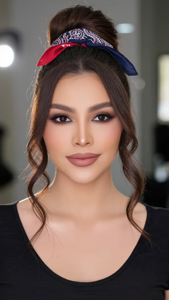 25 Bandana Summer Hairstyles for 2026 That Are Cute, Easy & Trendy 20 Top Knot With Paisley Bandana