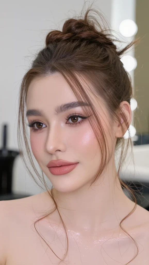 24 Summer Prom Hairstyles for 2026 That Are Glamorous, Trendy & Heat-Proof 9 Messy Bun With Curtain Bangs