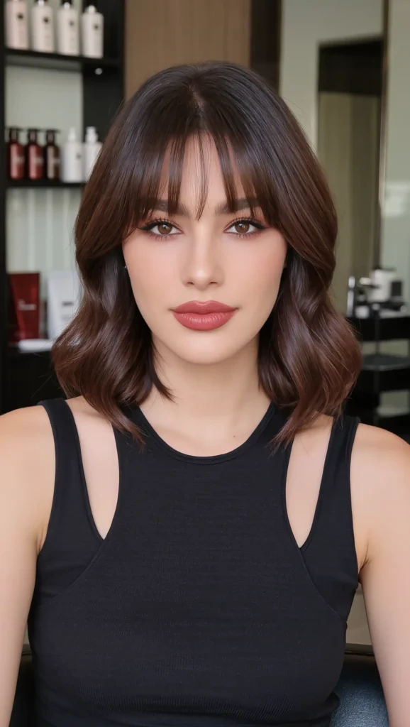 Wavy Lob with Curtain Bangs