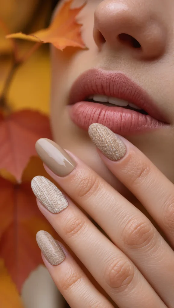24 Fall Sweater Nail Designs 2026: Chic Manicures Inspired by Your Favorite Knits 13 Almond Wool Texture