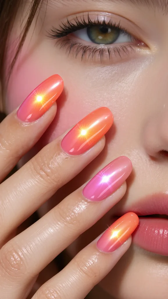 24 Long Summer Nails 2026 That Bring Glamour, Color & Endless Vacation Vibes 16 Aura Nails in Summer Shades