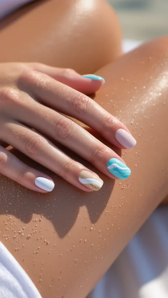 24 Summer Beach Nails Ideas for 2026 That Are Tropical, Trendy & Vacation-Ready 24 Beach Sand and Wave Nails
