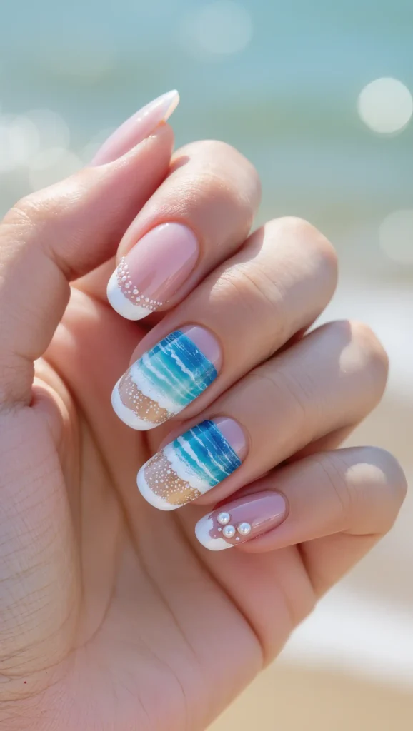 24 Tropical Nails Inspo for 2026 That Bring Island Vibes to Your Fingertips 17 Beach Wave Nail Art