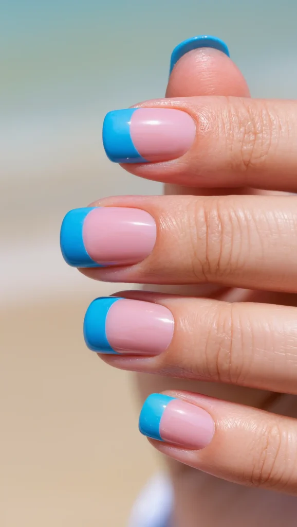25 Summer Square Nails Ideas 2026 That Are Stylish & Pinterest-Worthy 17 Blue French Manicure