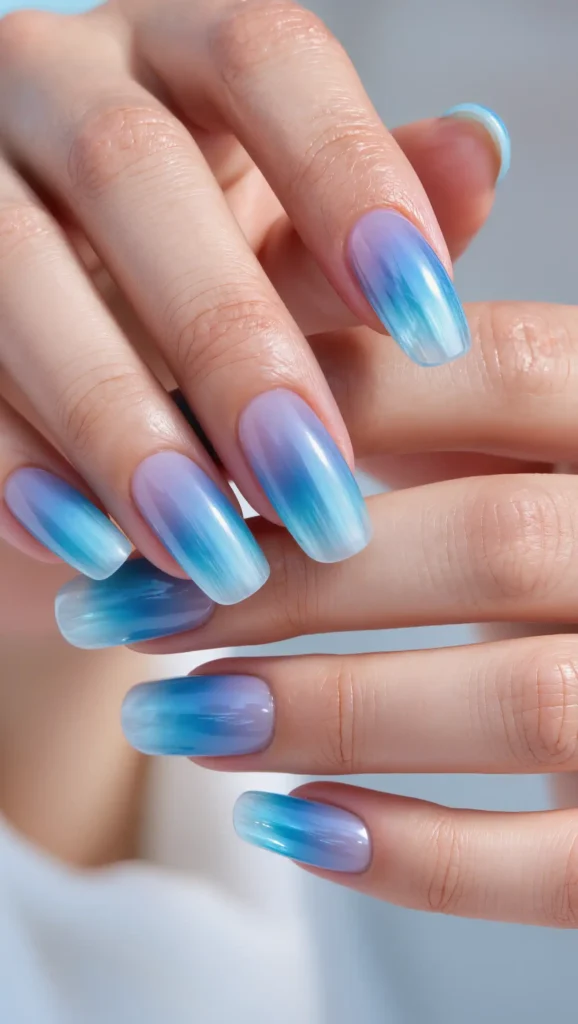 24 Summer Coffin Nail Designs 2026 That Are Bold and Totally Trend-Forward 11 Blue Jelly Nails