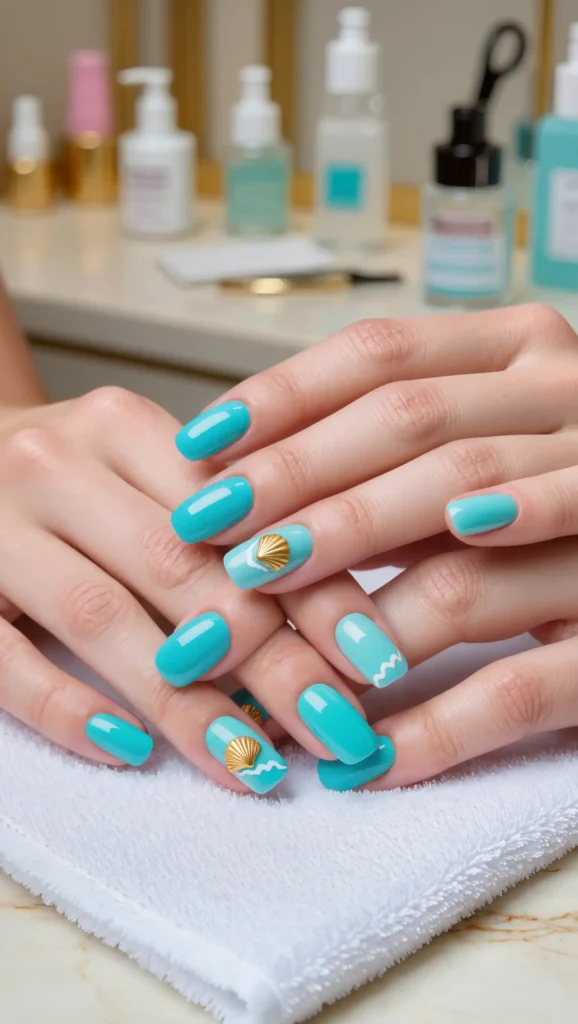 Bright Aqua Nails