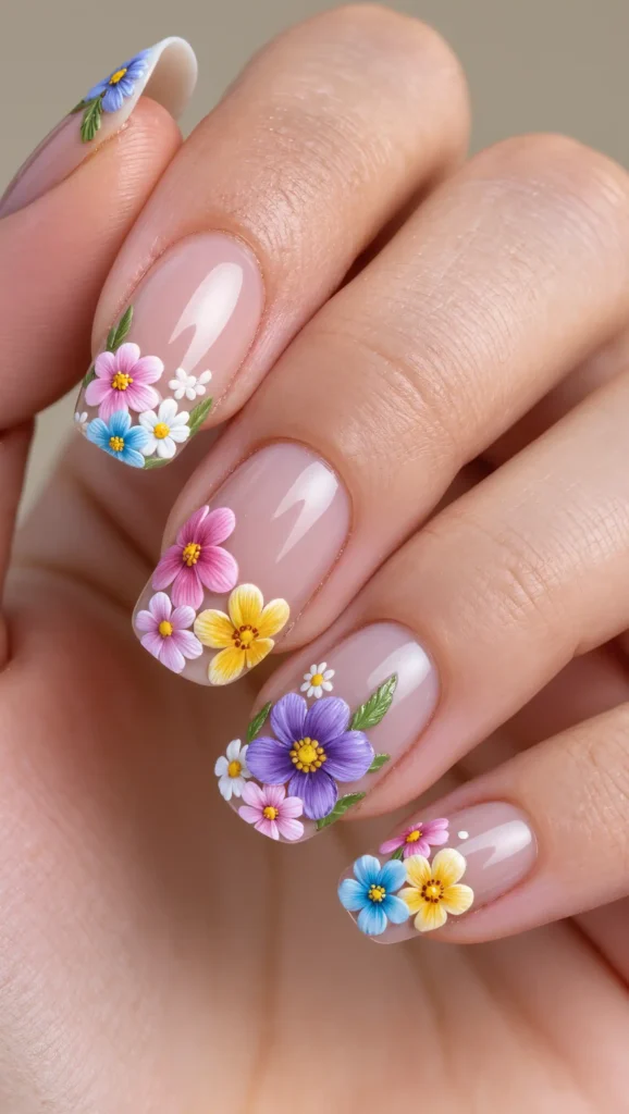 Bright Floral Nail Art