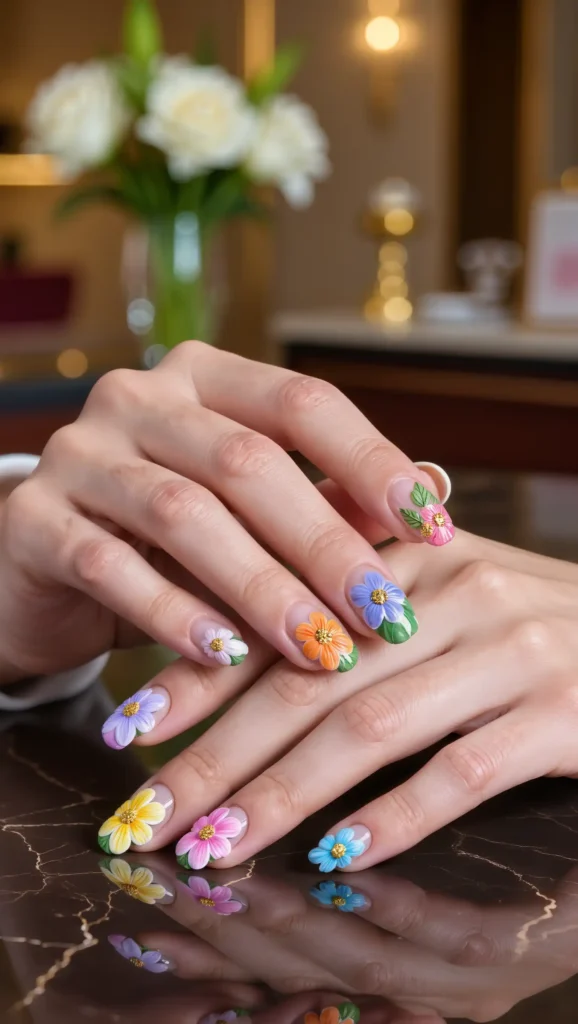 Bright Floral Nails