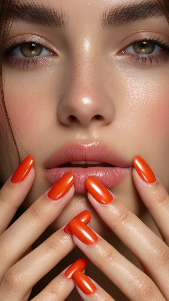 24 Summer Coffin Nail Designs 2026 That Are Bold and Totally Trend-Forward 18 Bright Orange Statement Nails