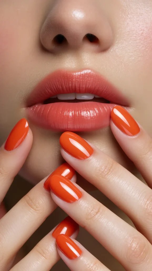 25 Summer Almond Shape Nails 2026 That Are Trendy and Perfect for Sunny Days 25 Bright Orange Statement Nails