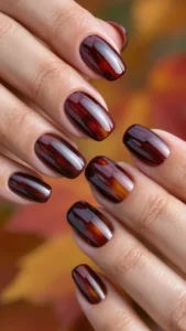 Burgundy Tortoiseshell Nails