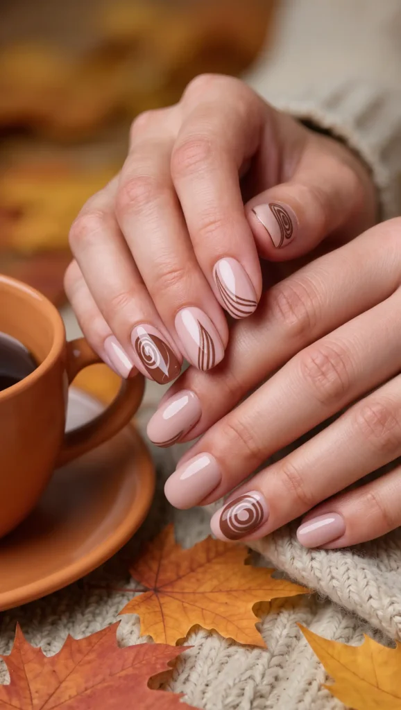 24 Fall Matte Nail Ideas 2026: Velvet-Finish Manicures That Scream Cozy Season 6 Burnt Clay Swirls