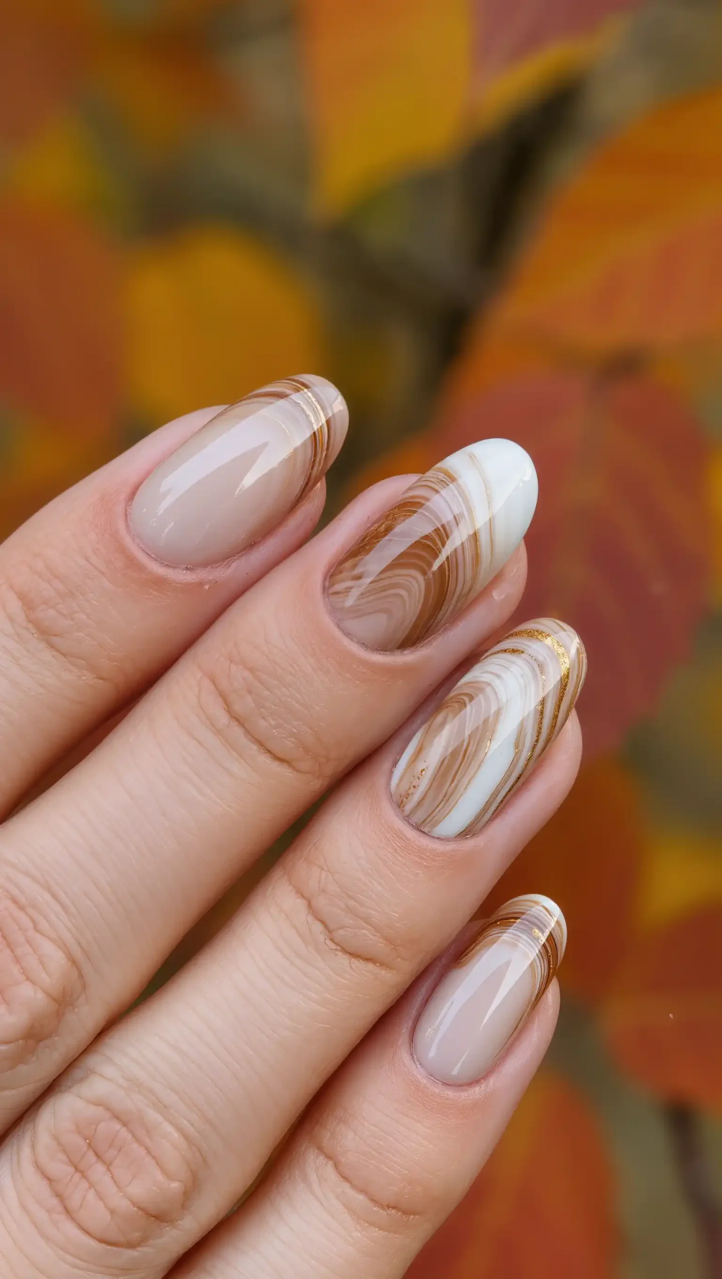 Caramel Marble Nails