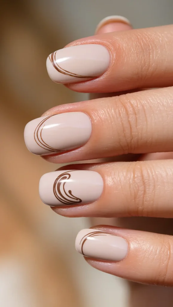 25 Neutral Fall Nails Ideas 2026: Minimalist Manicures That Go With Every Autumn Outfit 10 Chai Latte Swirls