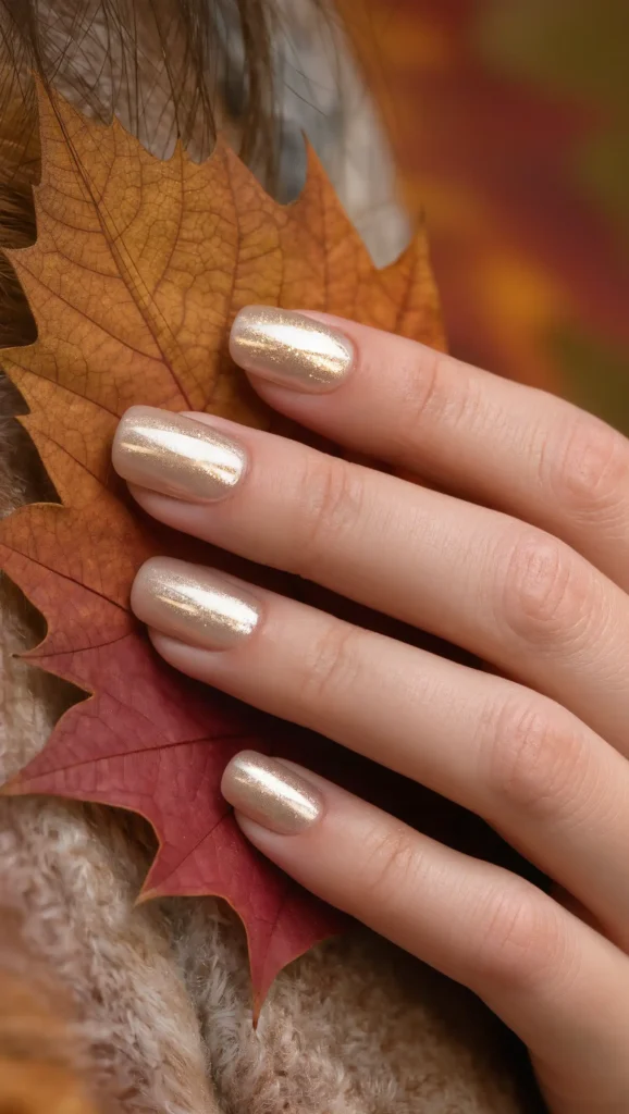 Champagne Micro-Shimmer Nails