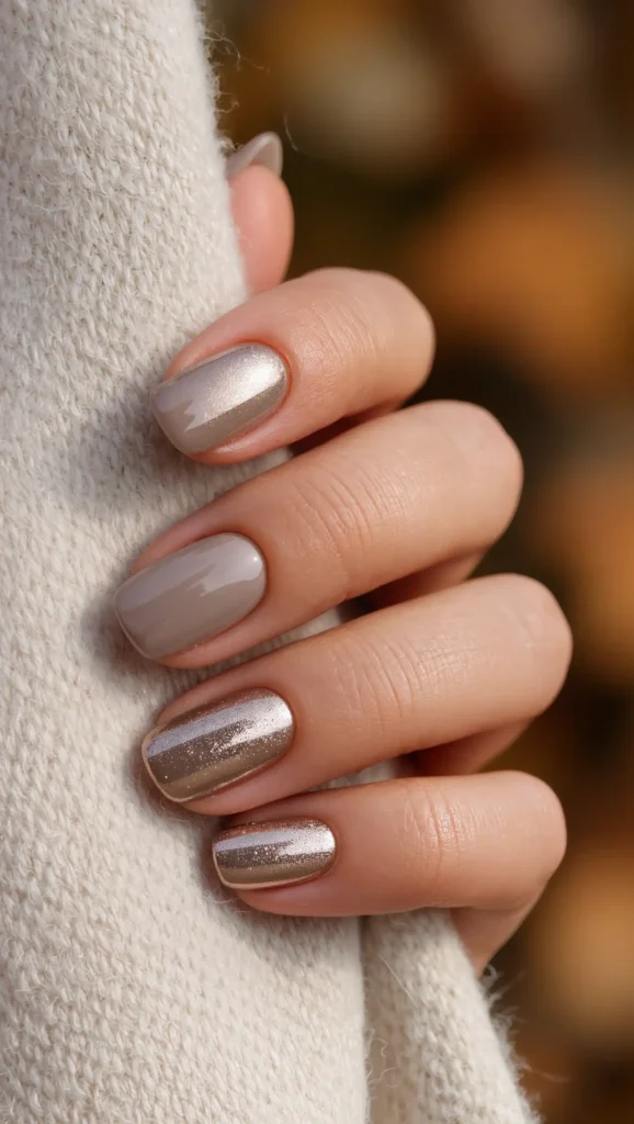 25 Fall Chrome Nail Ideas 2026: Luxe Metallic Manicures That Will Dominate Autumn 14 Champagne Taupe Chrome