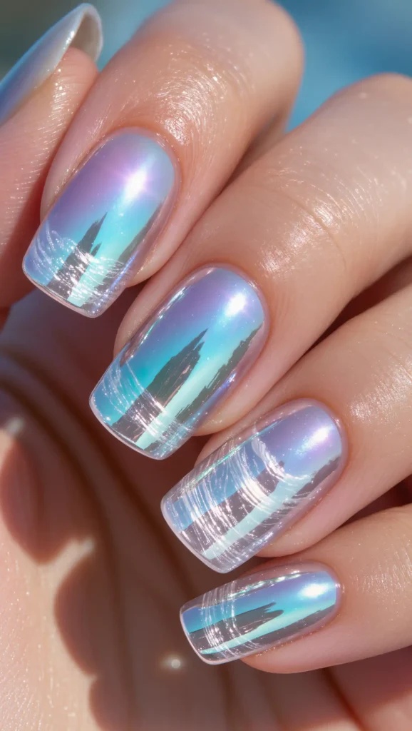 24 Summer Coffin Nail Designs 2026 That Are Bold and Totally Trend-Forward 16 Chrome Mermaid Nails