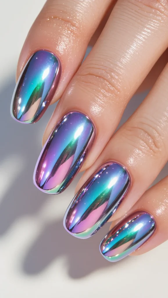 24 Long Summer Nails 2026 That Bring Glamour, Color & Endless Vacation Vibes 6 Chrome Mermaid Nails