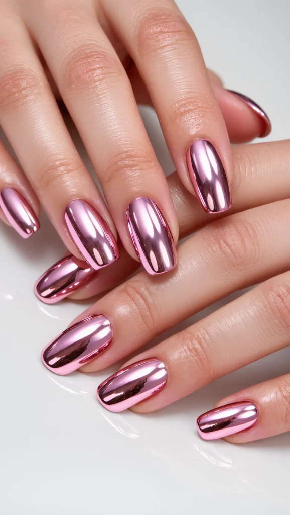 25 Summer Almond Shape Nails 2026 That Are Trendy and Perfect for Sunny Days 20 Chrome Pink Almond Nails