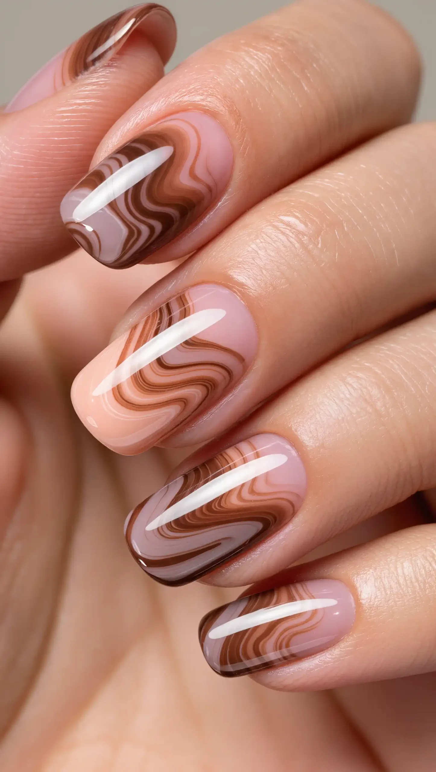 24 Summer Dip Powder Nails Ideas 2026: Manicures That Will Be Everywhere This Season 7 Cinnamon Peach Swirls