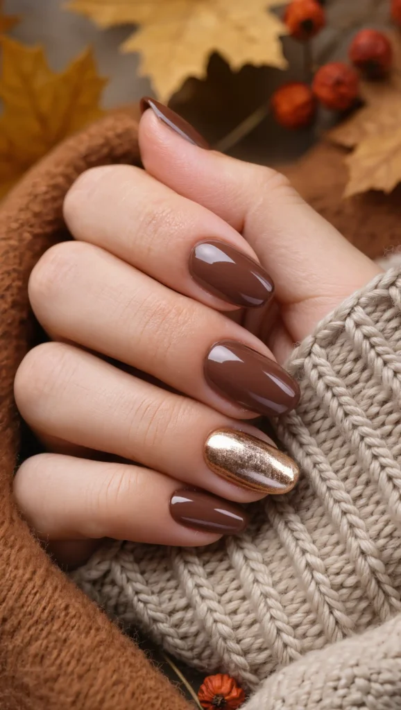 25 Fall Chrome Nail Ideas 2026: Luxe Metallic Manicures That Will Dominate Autumn 8 Cinnamon Pearl Chrome