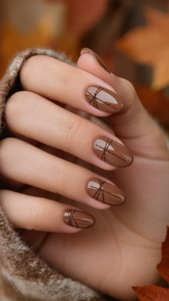 24 Fall Sweater Nail Designs 2026: Chic Manicures Inspired by Your Favorite Knits 3 Cinnamon Stitch Nails