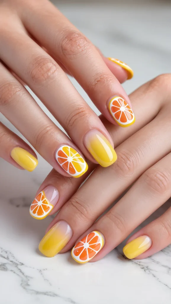 25 June Summer Nails 2026 That Are Perfect for the Start of Sunny Season 24 Citrus Slice Nail Art