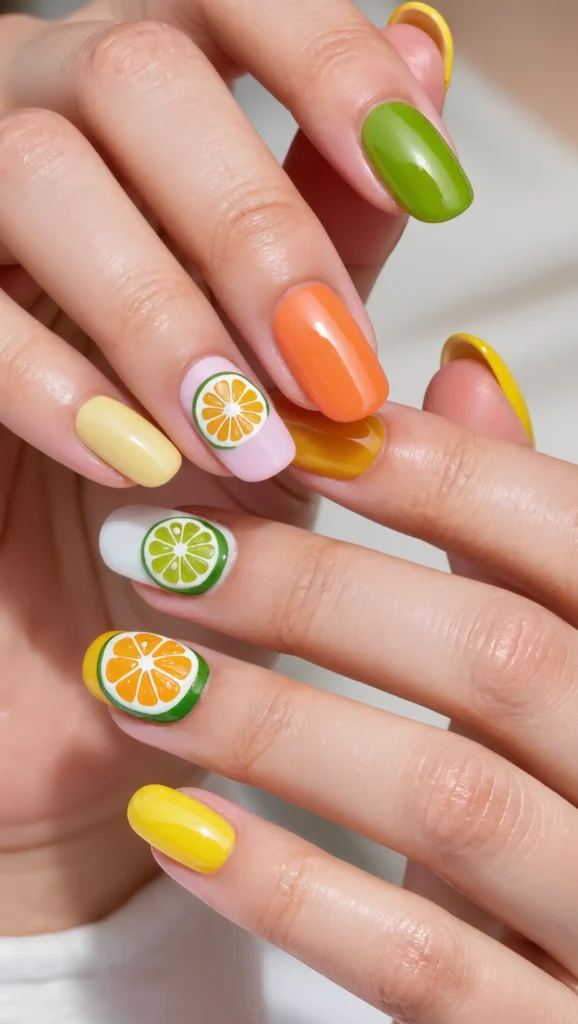 Citrus Slice Nail Art