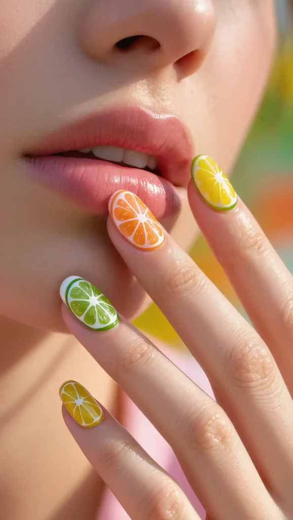 Citrus Slice Nail Art