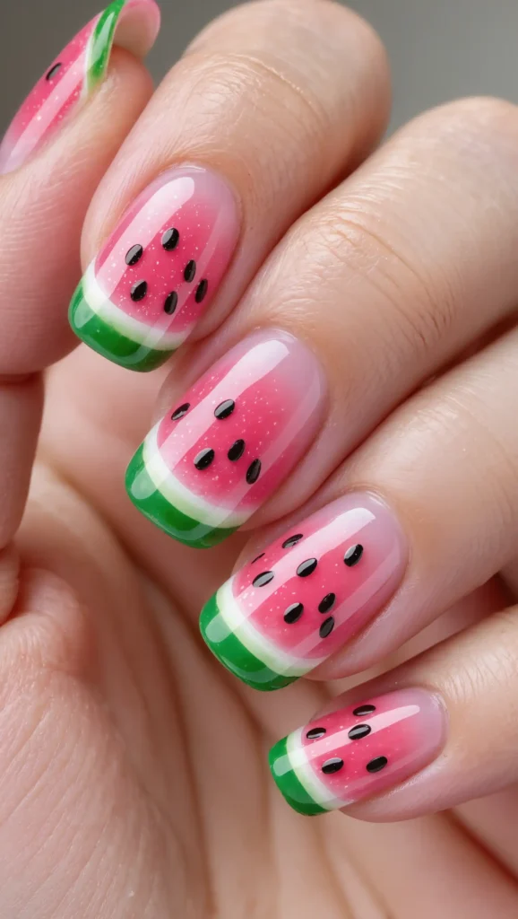 Classic Watermelon Slice Nails