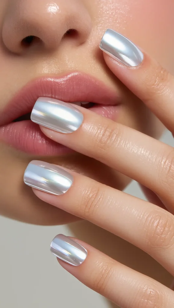 25 Summer Square Nails Ideas 2026 That Are Stylish & Pinterest-Worthy 19 Coconut Milk Chrome