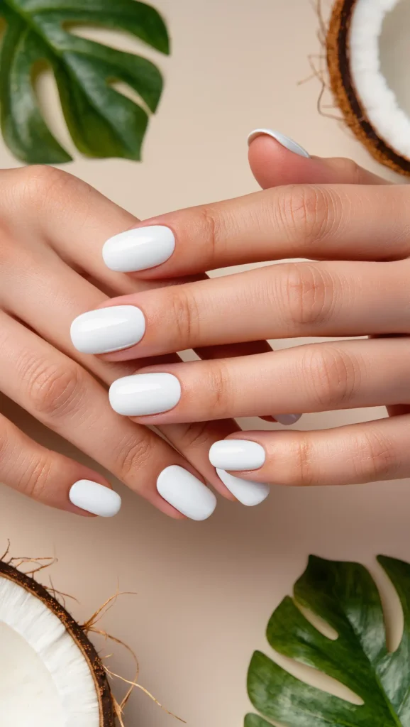 24 Tropical Nails Inspo for 2026 That Bring Island Vibes to Your Fingertips 10 Coconut White Nails