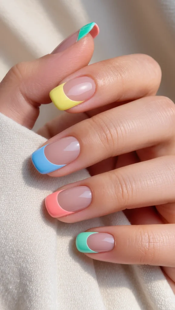 24 Long Summer Nails 2026 That Bring Glamour, Color & Endless Vacation Vibes 12 Colorful French Tips