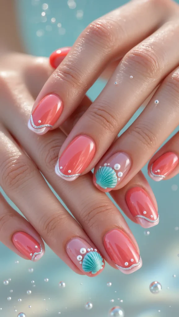 24 Tropical Nails Inspo for 2026 That Bring Island Vibes to Your Fingertips 14 Coral Reef Nails