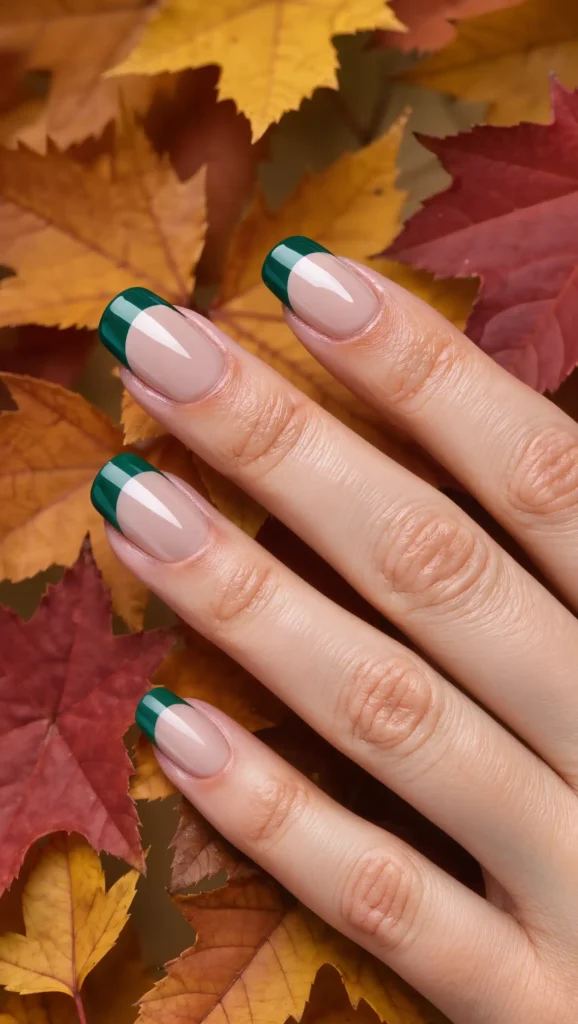 25 Fall Dark Nail Ideas 2026: Moody Manicures That Will Dominate Autumn 22 Dark Moss French Curves