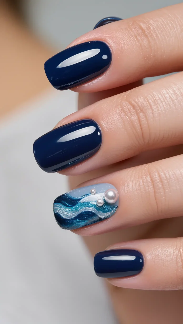 24 Ocean Nail Designs 2026 That Bring Beachy Beauty to Your Fingertips 1 Deep Sea Navy Nails